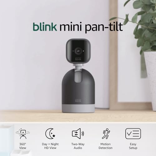 BLINK MINI PAN TILT CAMERA ROTATING INDOOR CAMERA TWO-WAY AUDIO - BLACK - Like New