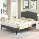VECELO UPHOLSTERED PLATFORM BED FRAME WITH ADJUSTABLE HEADBOARD, QUEEN - GRAY - Like New
