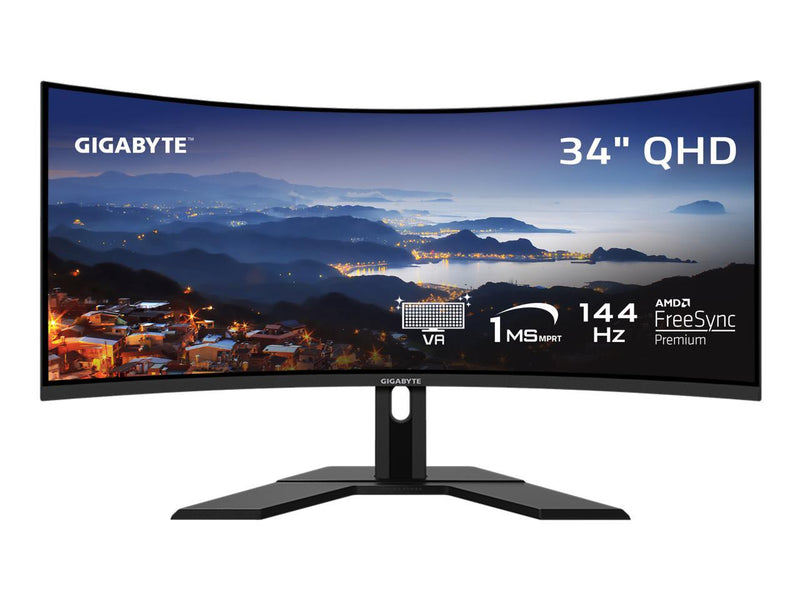 GIGABYTE - G34WQC Advanced - 34" VA Curved Gaming Monitor - WQHD 3440x1440 -