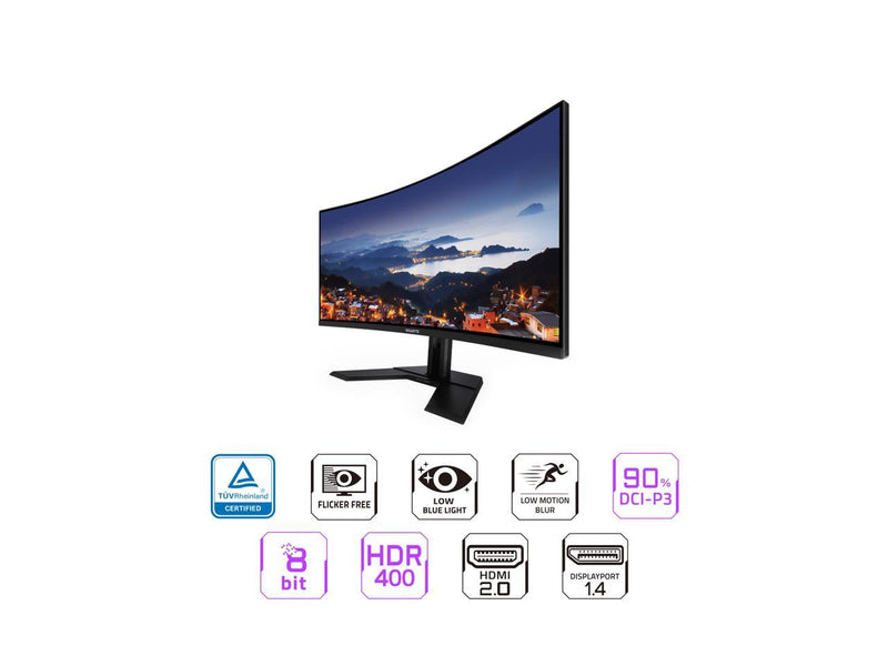 GIGABYTE - G34WQCP - 34" VA Curved Gaming Monitor - WQHD 3440x1440 - 180Hz - 1ms