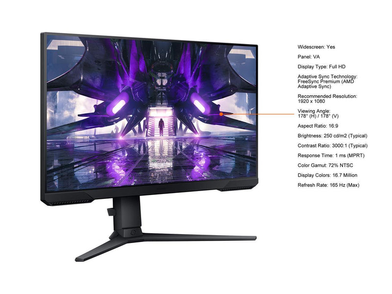 SAMSUNG Odyssey G32A Series 27-Inch FHD 1080p Gaming Monitor, 165Hz, 1ms