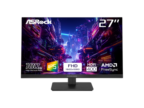 ASRock Phantom Gaming 27" 180 Hz IPS FHD Gaming Monitor FreeSync (AMD Adaptive