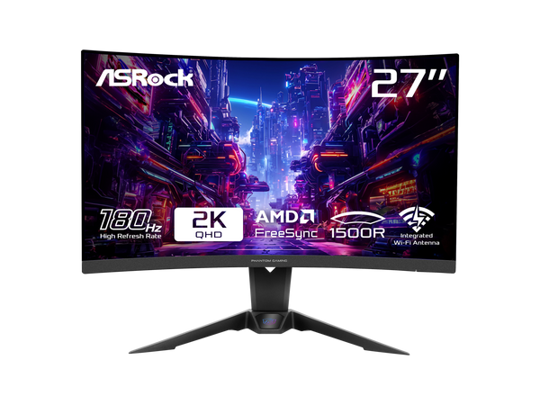 ASRock Phantom Gaming 27" 180Hz 1ms VA QHD Gaming Monitor FreeSync (AMD Adaptive