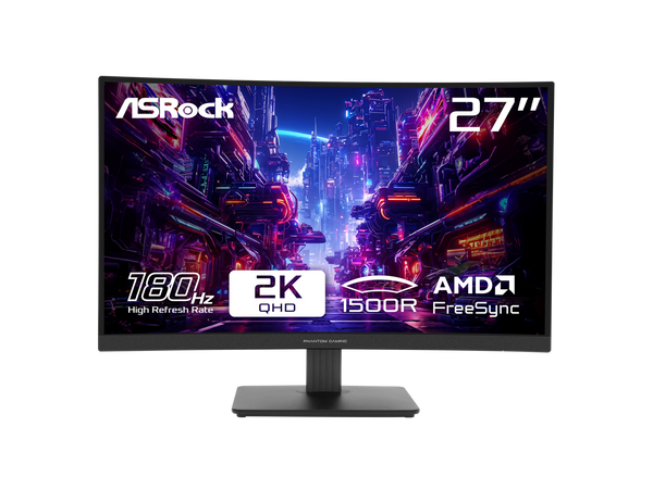 ASRock Phantom Gaming Monitor 27" 180 Hz VA QHD FreeSync (AMD Adaptive Sync) 95%