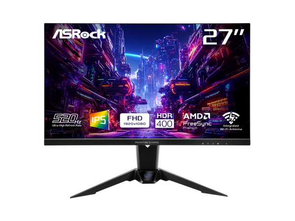 ASRock Phantom Gaming 27" 520 Hz IPS FHD Gaming Monitor FreeSync Premium (AMD