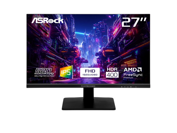 ASRock Phantom Gaming 27" 520 Hz IPS FHD Gaming Monitor FreeSync Premium (AMD