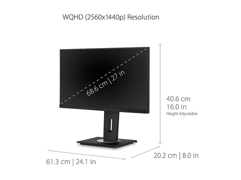 ViewSonic VG2756-2K 27 Inch IPS 1440p Docking Monitor with Integrated USB 3.2