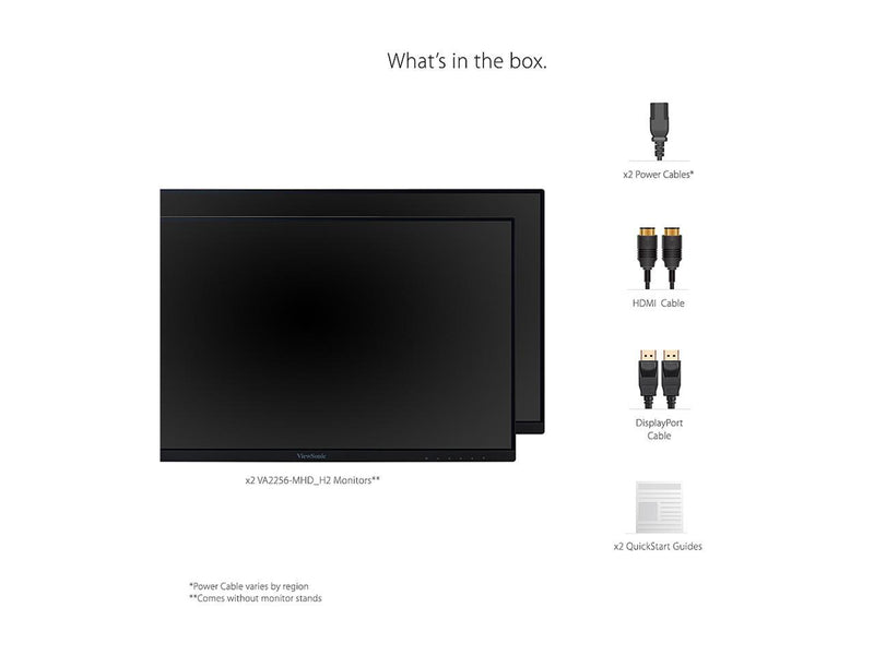 ViewSonic VA2256-MHD_H2 22 Inch Frameless Dual Pack Head-Only 1080p IPS Monitors
