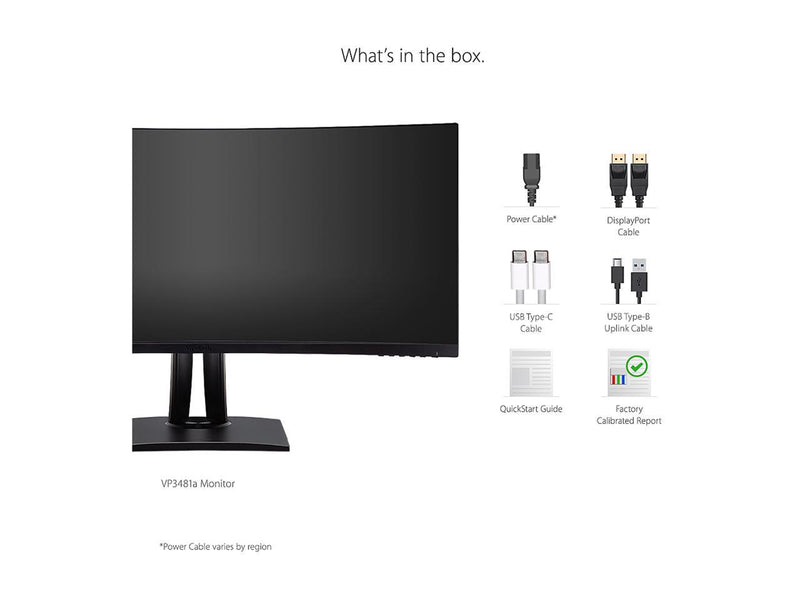 ViewSonic VP3481a 34 Inch Premium WQHD+ Curved Ultrawide Monitor with FreeSync,