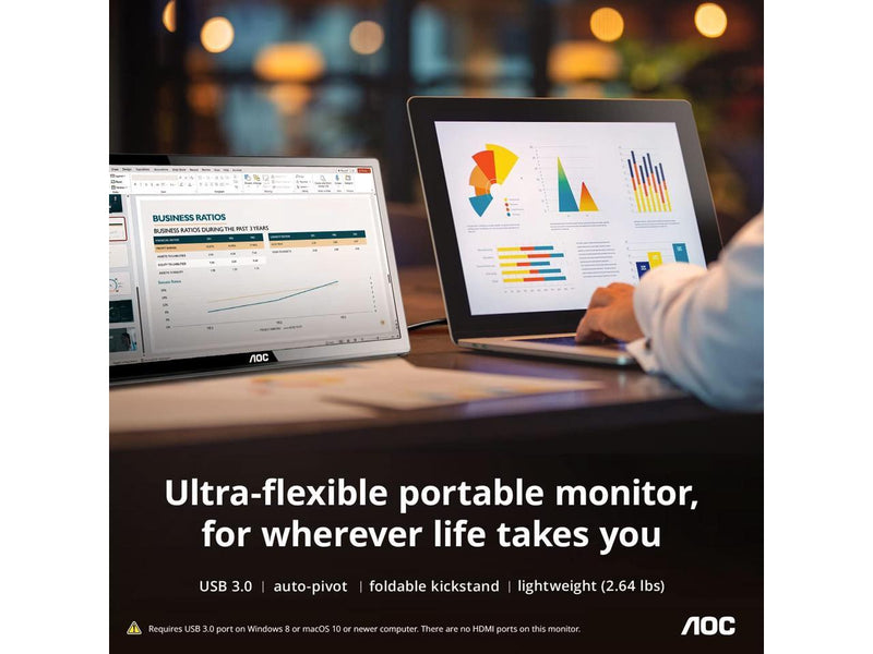 AOC I1659FWUX 16" (Actual size 15.6") Full HD 1920 x 1080 60Hz USB 3.0