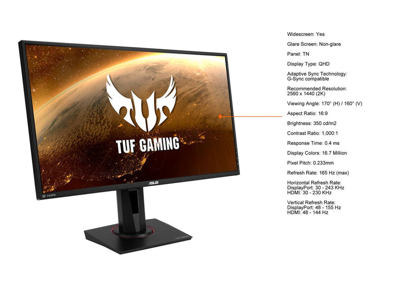 ASUS TUF Gaming 27" 2K HDR Gaming Monitor (VG27BQ) - QHD (2560 x 1440)