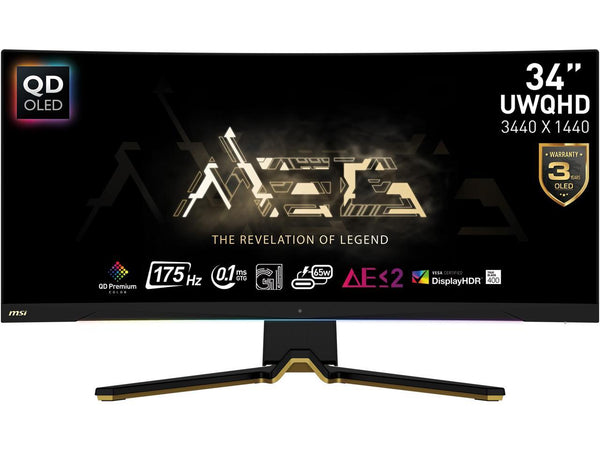 MSI 34" 175 Hz QD-OLED UWQHD QD-OLED Gaming Monitor FreeSync Premium Pro (AMD