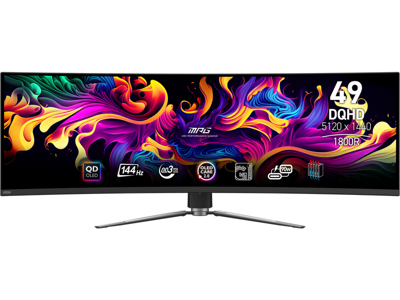 MSI MPG 491CQP QD-OLED 49" 32:9 Curved 1800R, QD-OLED Gaming Monitor, 144Hz