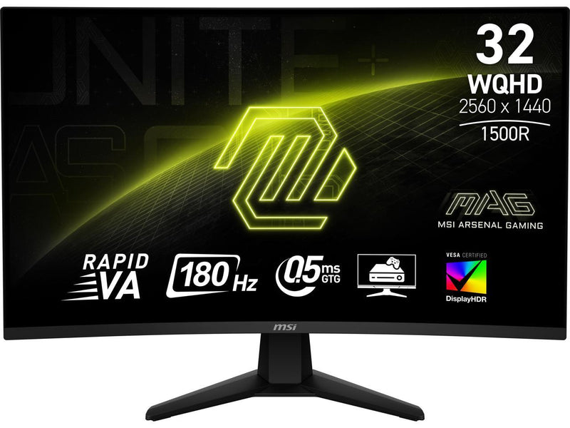 MSI 32" 180 Hz Rapid VA WQHD Gaming Monitor 2560 x 1440 (2K) 82% Adobe RGB / 78%