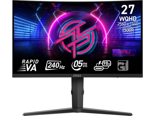 MSI 27" 240 Hz Rapid VA QHD Gaming Monitor 2560 x 1440 (2K) MPG 275CQRXF