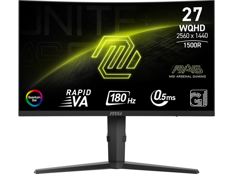 MSI 27" 180 Hz Rapid VA QHD Gaming Monitor Adaptive Sync 2560 x 1440 (2K) 97%