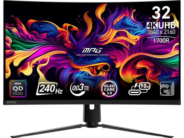 MSI 32" 240 Hz OLED UHD Gaming Monitor Adaptive Sync MPG 321CURX QD-OLED