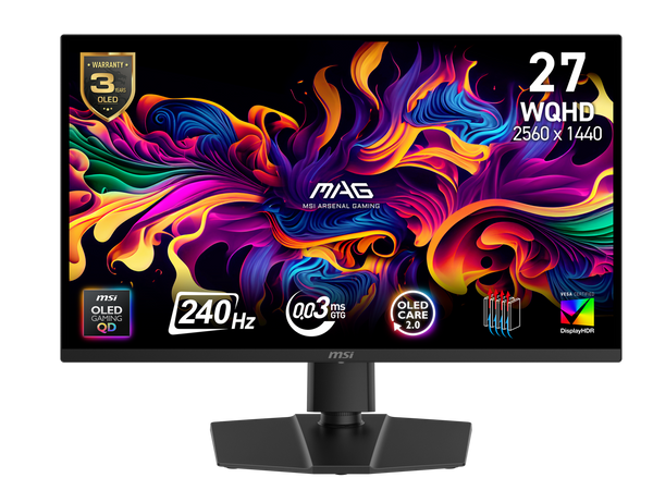 MSI MAG 271QP QD-OLED X24 27-inch 2560 x 1440 (QHD) Gaming Monitor, 240Hz,