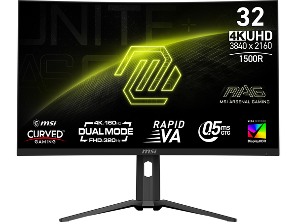 MSI 31.5" 160Hz UHD / 320Hz FHD Rapid VA UHD Gaming Monitor AMD Adaptive Sync