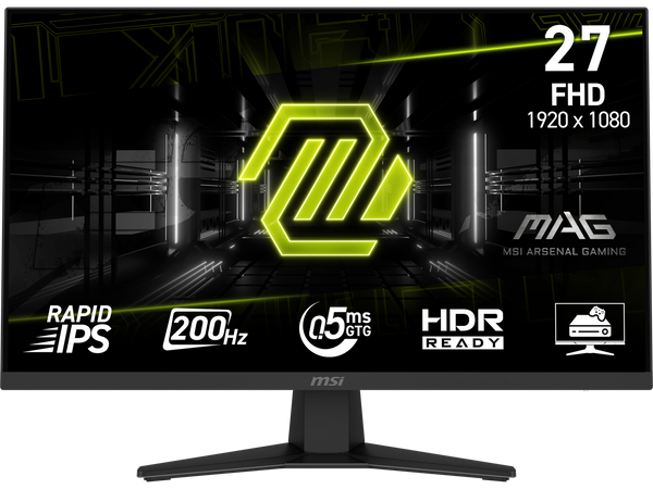 MSI 27" 200 Hz Rapid IPS FHD(1920 x 1080) Gaming Office Monitor 0.50 ms