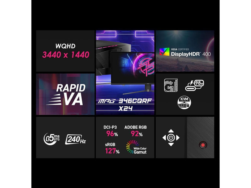 MSI 34" 3440x1440 240 Hz Rapid VA UWQHD Gaming Monitor FreeSync (AMD Adaptive