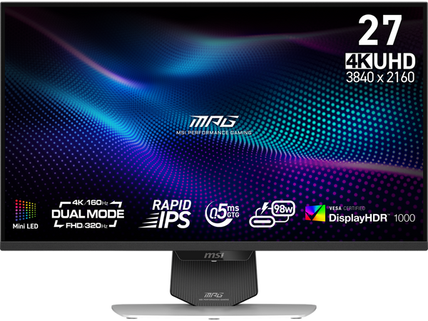 MSI MPG 274URDFW E16M 27" Gaming Monitor – 4K UHD 160Hz / FHD 320Hz, Mini-LED,