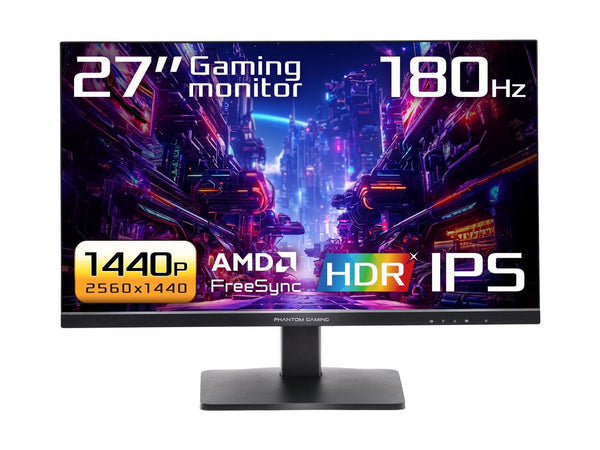 ASRock Phantom Gaming Monitor 27" 180 Hz IPS QHD FreeSync (AMD Adaptive Sync)