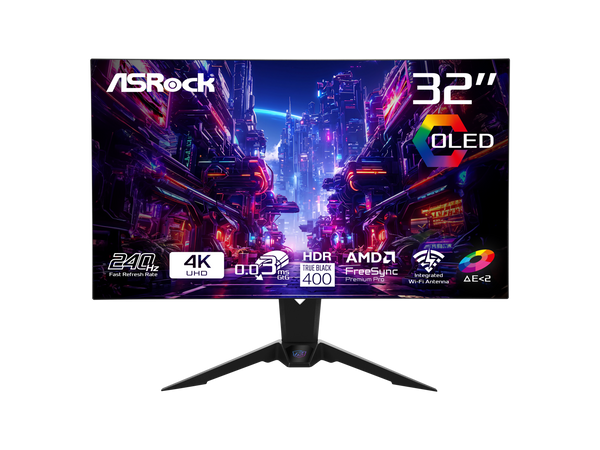 ASRock Phantom Gaming Monitor 31.5" 240Hz 4K/UHD (3840x2160) Flat WOLED, 0.03ms
