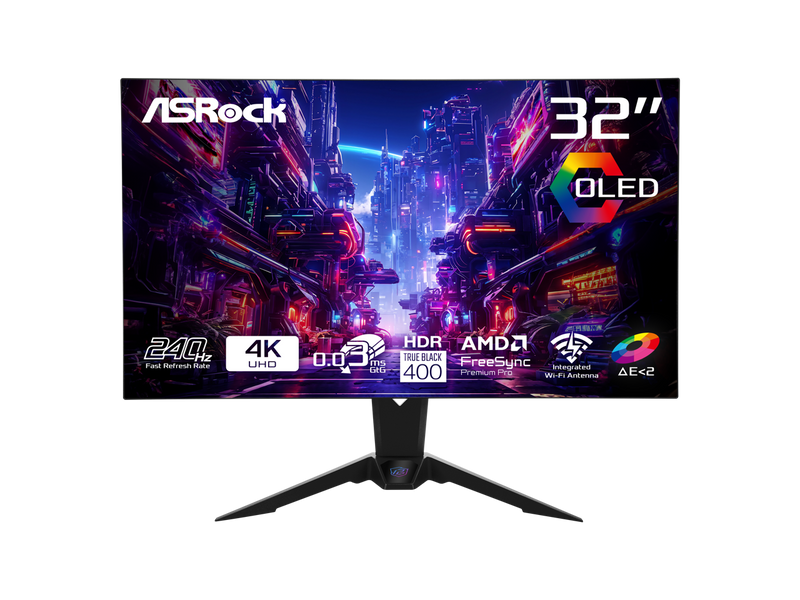 ASRock Phantom Gaming Monitor 31.5" 240Hz 4K/UHD (3840x2160) Flat WOLED, 0.03ms