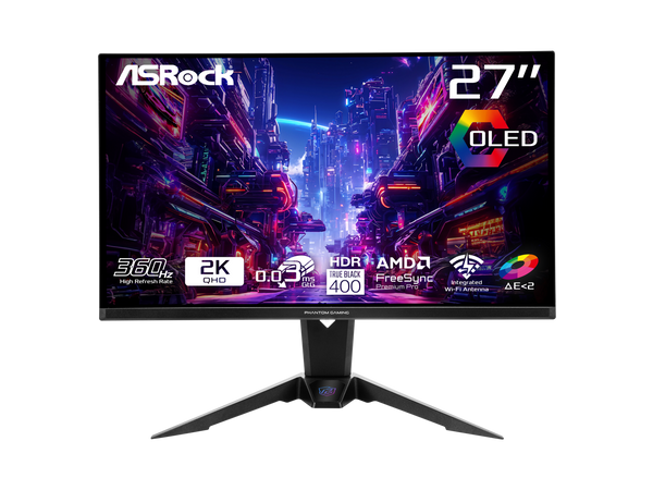 ASRock Phantom Gaming Monitor 27" 360Hz 0.03ms QD-OLED QHD 2560 x 1440 (2K), AMD