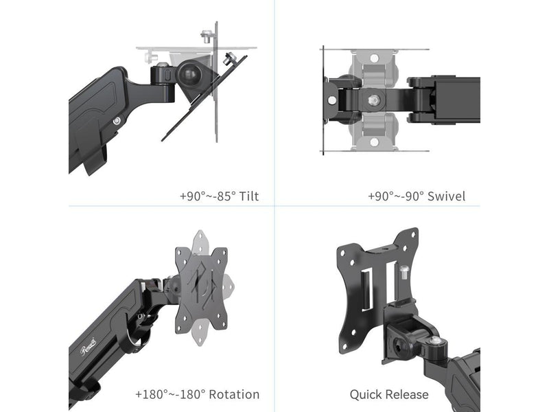 Rosewill Single Monitor Mount, Adjustable Monitor Arm Desk Mount Fits 15-32 inch