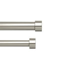 UMBRACAPPA DOUBLE CURTAIN ROD, 2 MATCHING FINIALS, 66 TO 120-INCH 1014401 NICKEL - Like New