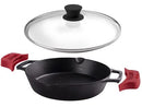 CUISINEL PRE-SEASONED CAST IRON DUAL HANDLE SKILLET WITH GLASS LID 10IN Like New