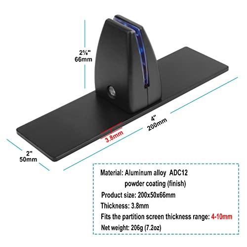 4 Pack Black Office Desk Partition Clamp, T Shaped Sneeze Guard Bracket Support - Like New