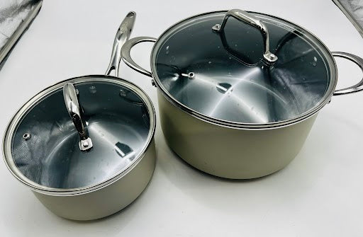 Goodful Ceramic Nonstick Pots and Pans Set Titanium Nonstick 12-Piece - Cream Like New