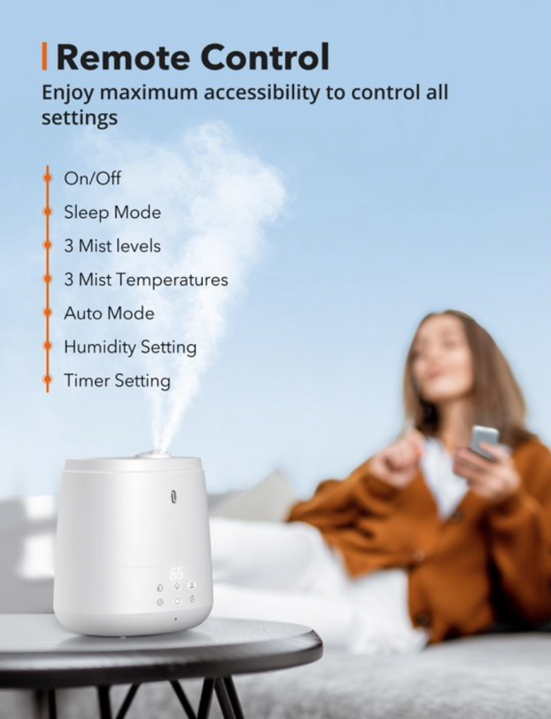 TaoTronics 6L Humidifiers 2-in-1 Warm & Cool Mist Ultrasonic Humidifier - White Like New