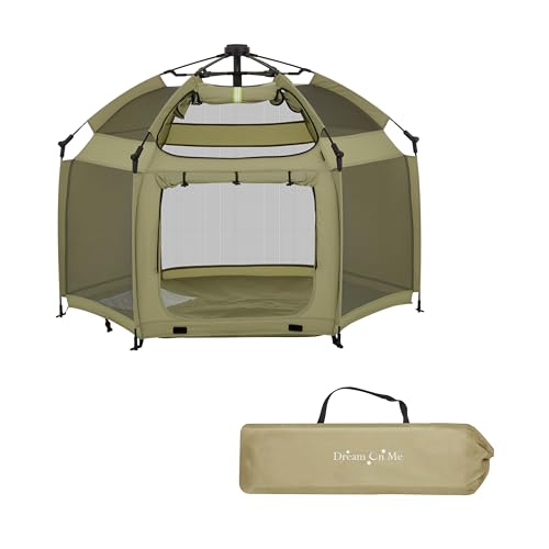 DREAM ON ME POP UP CHILDREN PLAYPEN FOR TODDLERS, MESH SIDES, TRAVEL BAG - GREEN - Like New