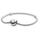 PANDORA HEART CLASP SNAKE CHAIN BRACELET 7.5" 90719-19 - STERLING SILVER - Like New