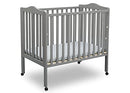 Delta Children Folding Portable Mini Baby Crib, 1.5" Mattress, B073Y8K6T4 - Grey - Brand New