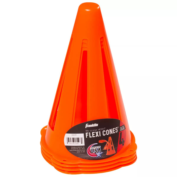 FRANKLIN SPORTS MLS FLEXI CONES 4CT POLYETHYLENE FIELD EQUIPMENT - BRIGHT ORANGE - Like New
