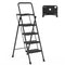 HBTOWER STEP LADDER FOLDING STEP STOOL WITH WIDE ANTI-SLIP PEDAL KQ0004 - BLACK - Like New