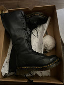 DR.MARTENS 1B60 20 EYE VIRGINIA TALL BOOTS - SIZE: WOMEN 6 - BLACK VIRGINIA - Like New