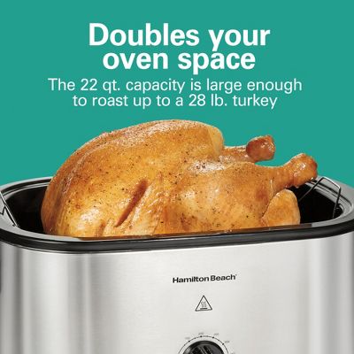 HAMILTON BEACH ROASTER OVEN 22QT SLOW COOKER & TURKEY ROASTER, 1450W, BLACK - Like New