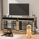 HUGCOZ 78" Double Dog Crate Furniture with Wheels - Greige - Like New