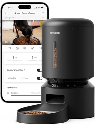 PETLIBRO AUTOMATIC CAT FEEDER CAMERA 1080P HD VIDEO 5G WIFI 2-WAY AUDIO - BLACK - Like New