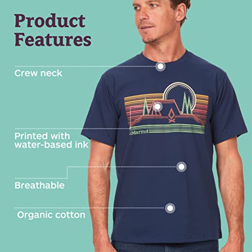 M14181 Marmot Men's Graphic Cotton Tee Arctic Navy Size S - Brand New