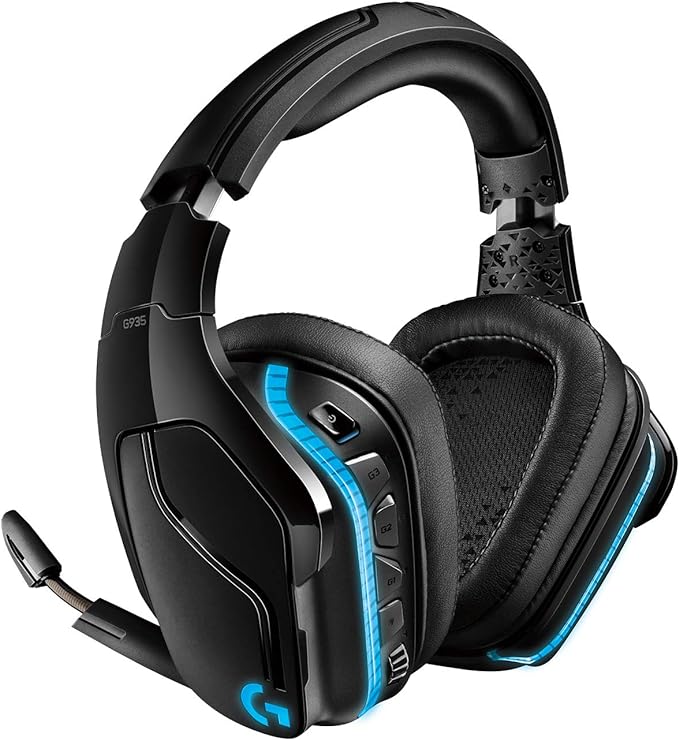 Logitech G935 Wireless DTS:X 7.1 LIGHTSYNC RGB PC Gaming Headset - Black/Blue Like New