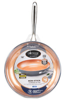 GOTHAM STEEL 12 IN NON-STICK CERAMIC COPPER TITANIUM & DIAMOND FRYING PAN - GRAY - Like New
