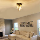 MAYNA Semi Flush Mount Ceiling Light Fixture 3-Light B09377RXWR - Black/Gold - Like New