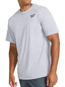 REEBOK MEN SMALL LOGO CREWNECK T-SHIRT, LIGHT COTTON-POLY JERSEY, MEDIUM, GRAY - Brand New